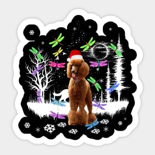 Cute Poodle Snow Christmas Dragonfly Xmas Pajamas Sticker